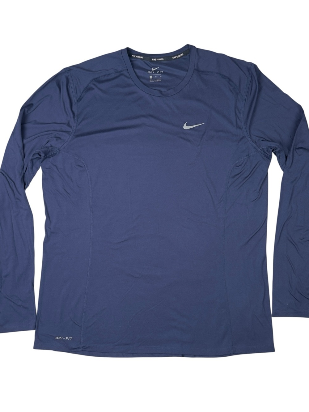 Nike Running Miler Dri-FIT Long Sleeve Shirt Mens XL Navy Blue Performance Tee